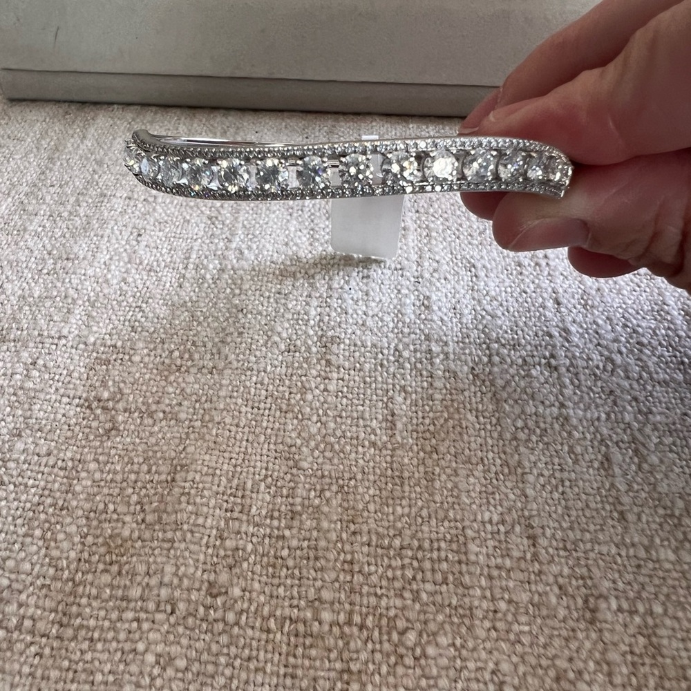 Moissanite and Silver oval hinged Bracelet